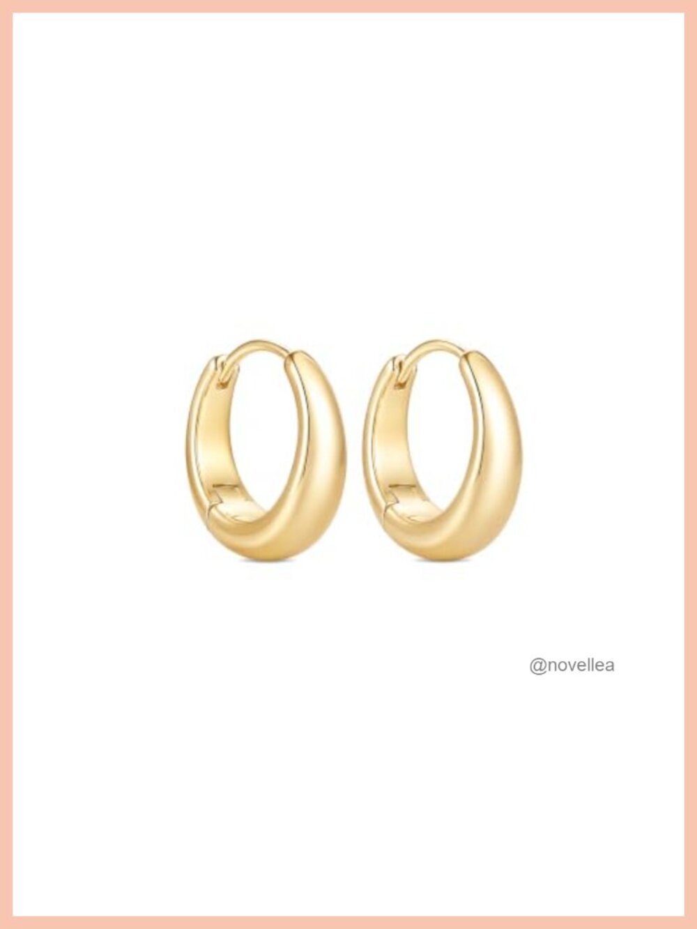 14K Gold Small Hoop Earrings for Women, Shiny Minimalist Lightweight Hoops,